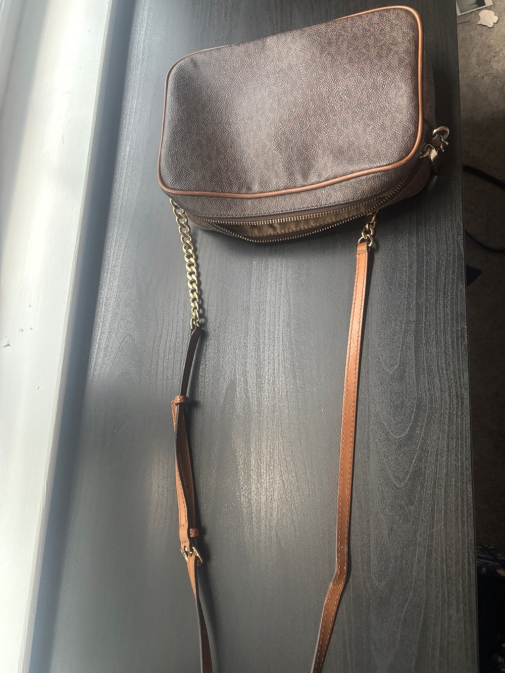 Michael Kors Brown and Tan Logo-Print Toiletry Bag - Picture 2 of 4